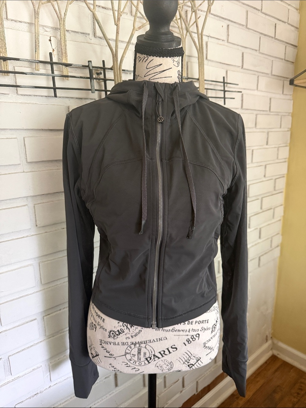 lululemon athletica Charcoal Hooded Zip Bomber Jacket